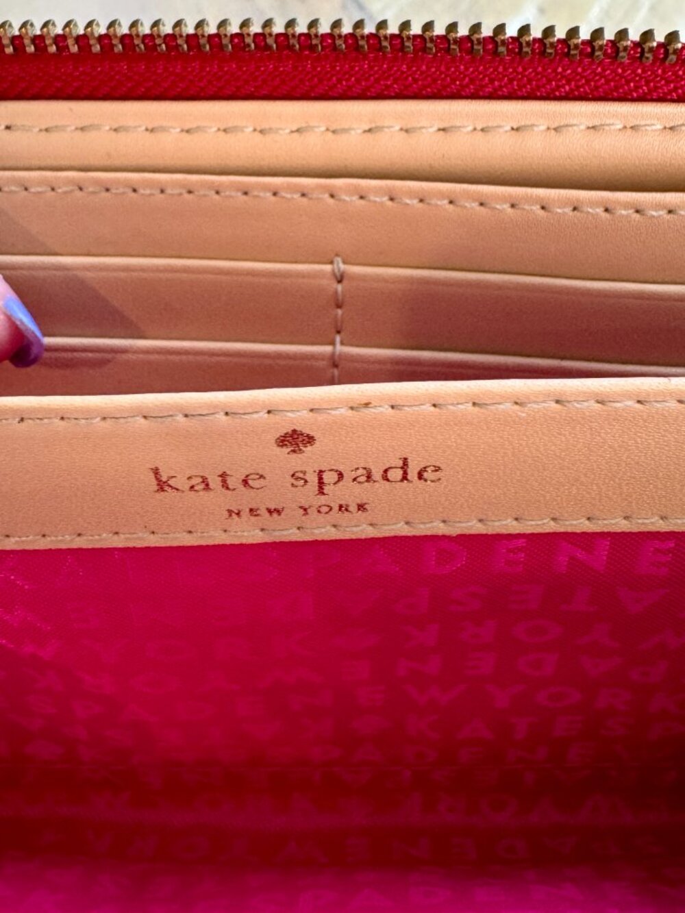 Kate Spade Wellesley Neda Zip-Around Wallet - Cherry Red Pebbled Leather - Picture 7 of 7